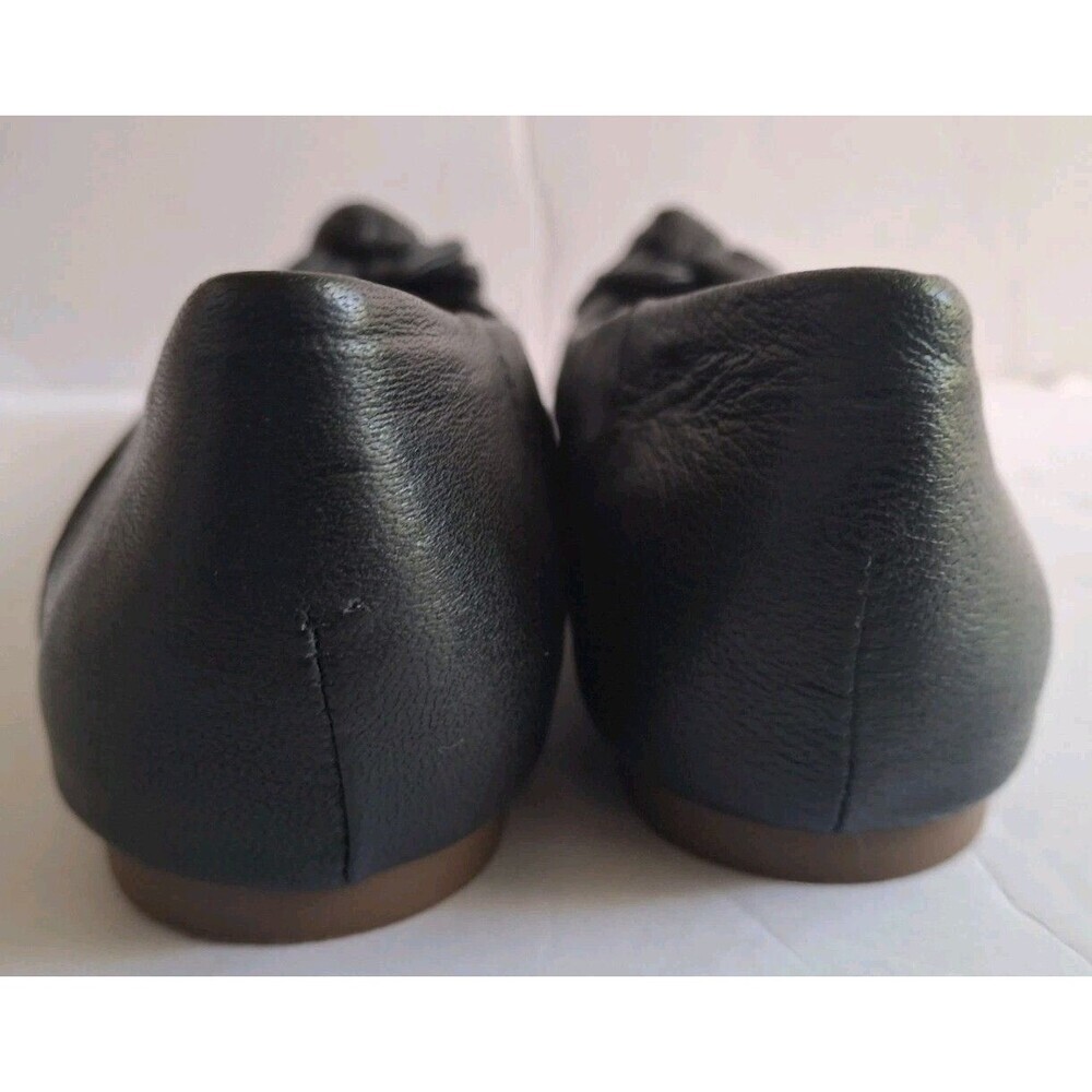 Kelsi Dagger Pleated Leather Ballet Flats Size 6 Black Flower Knot Quiet Luxury - Picture 7 of 9